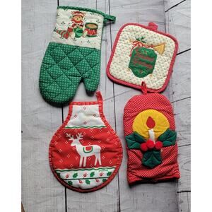 VINTAGE CHRISTMAS POTHOLDERS Hot Pads LOT OF 5 READ